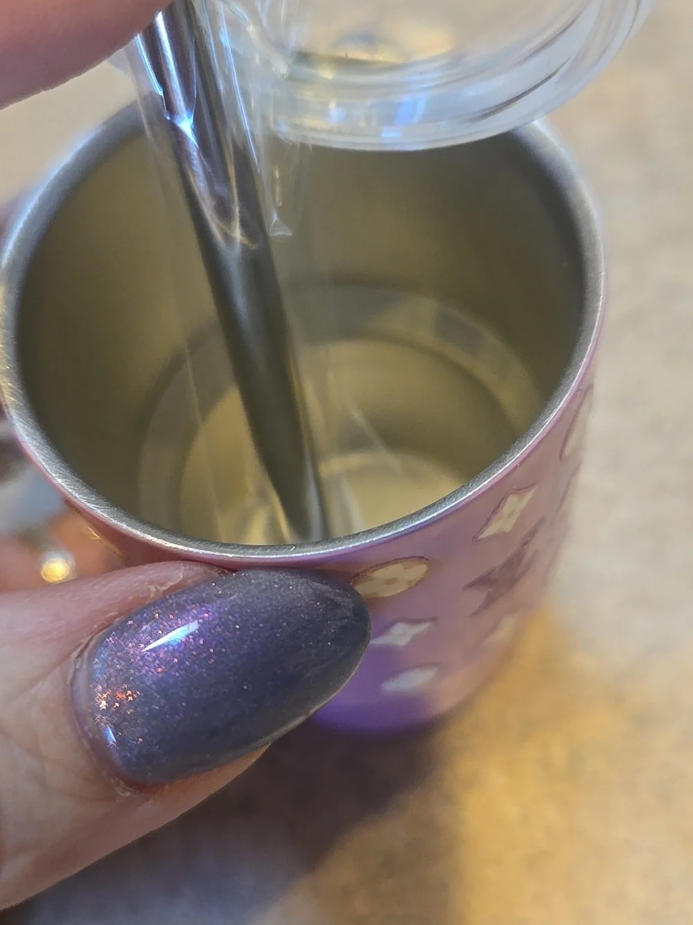 Mini Designer Inspired Purple Tumbler with Straw - Picture 7 of 7